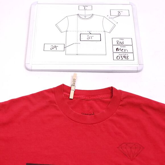 Diamond Casual Crew Neck Graphic Short Sleeve T-Shirt Mens Size L Red Black - Picture 10 of 10